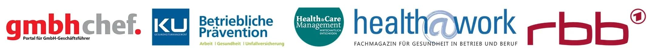 Bekannt aus: gmbhchef, KU Gesundheitsmanagement, Betriebliche Prävention, Health&Care Management, health@work, rbb